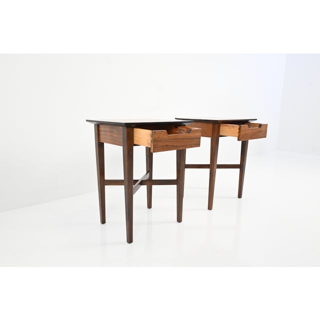 Mid-Century Modern Perspective Nightstands by Milo Baughman for Drexel, Pair | Newly Refinished For Sale - Image 9 of 15