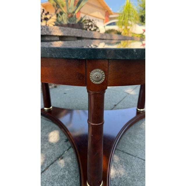 Vintage French Empire Neoclassical Style Mahogany Green Marble TopCoffee Table For Sale In Sacramento - Image 6 of 13