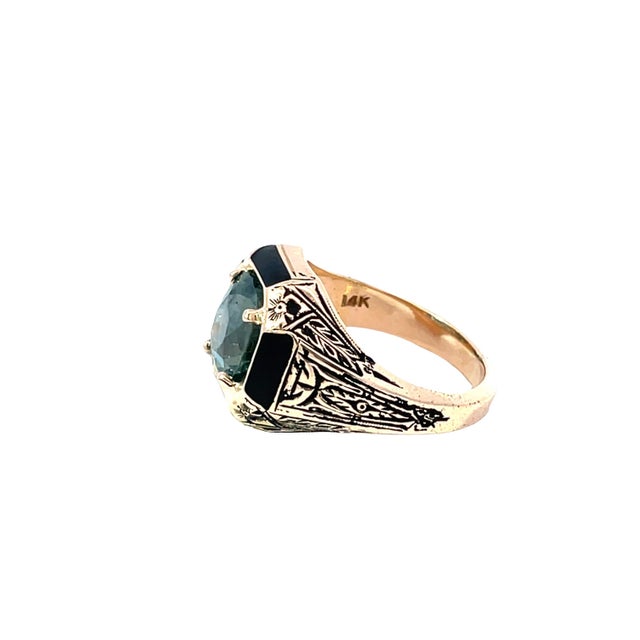 Modern Vintage 14k Yellow Gold Gia Certified Burma No-Heat 6.01ct Cushion Sapphire Ring, Size 8.5 For Sale - Image 3 of 5