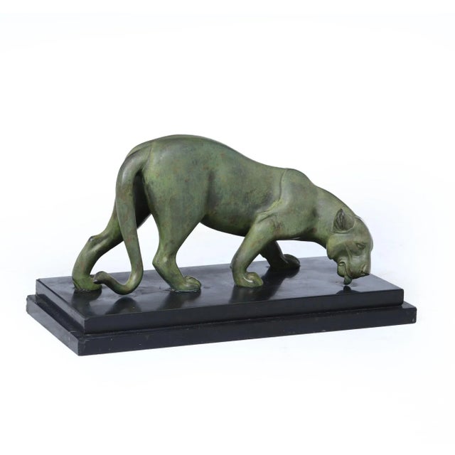 French Art Deco Patinated Bronze Panther by Irénée Rochard, 1920s, in Good conditions. Designed 1920 to 1949 This piece...