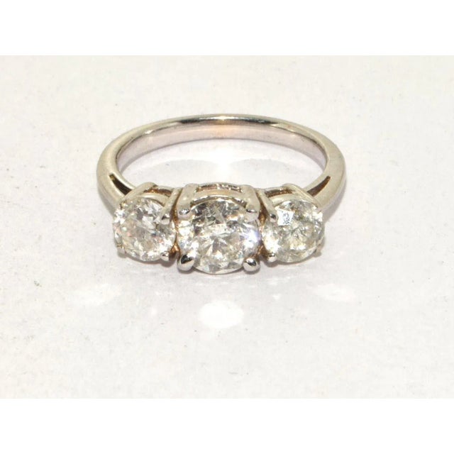 Exquisite 18ct White Gold Trilogy Diamond Engagement Ring – 2ct, British Vintage Original Elevate your collection with a...