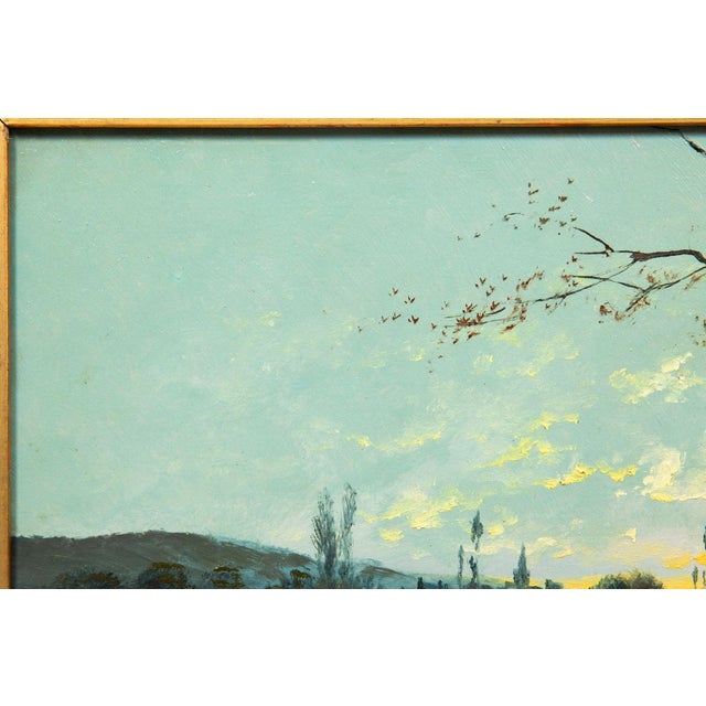 French Barbizon Antique Oil Painting of Evening Landscape by Jean Bain For Sale - Image 6 of 12