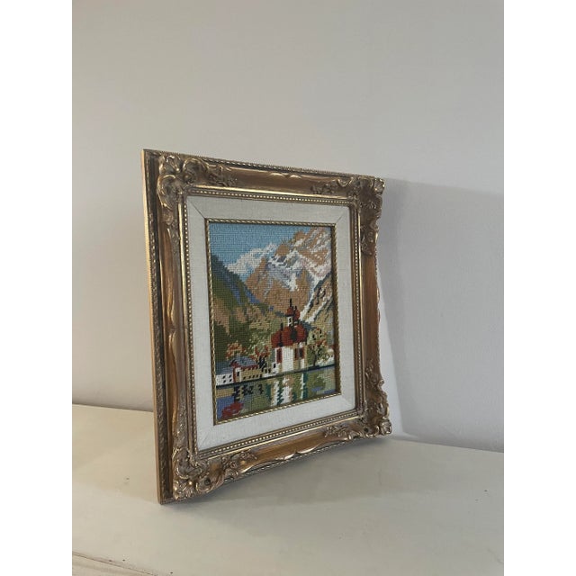 Traditional Framed and Signed Needlepoint For Sale - Image 3 of 9