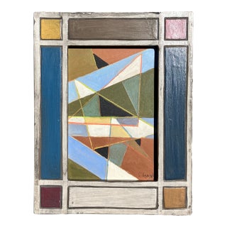 Contemporary Original Stephen Heigh Abstract Small Painting “Reflection “ Vintage Frame For Sale