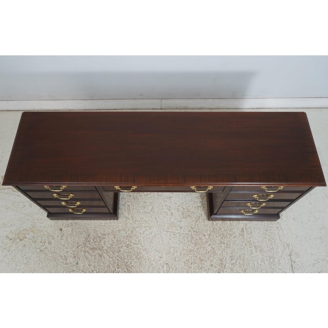 1980s Councill Craftsmen Attributed Mahogany Kneehole File Credenza For Sale - Image 5 of 16