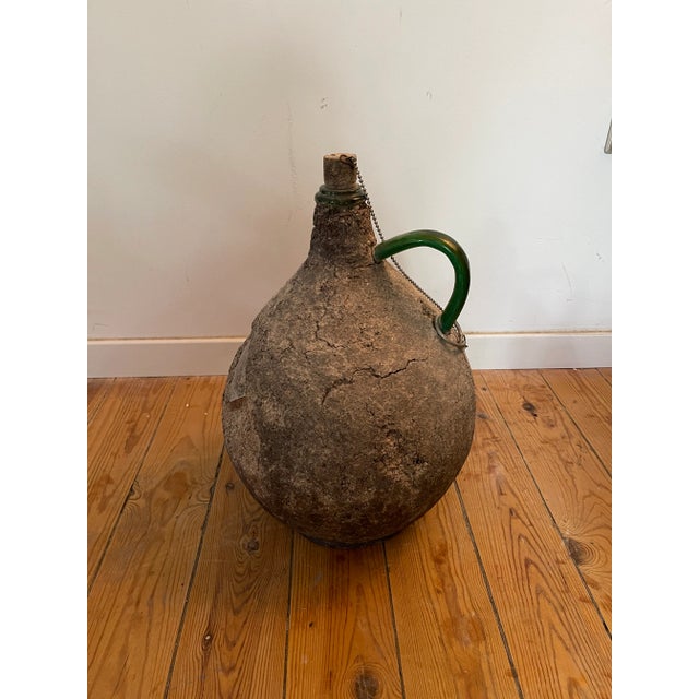 French Vintage WabiSabi Cement Crusted Glass Wine Making Jug With Original Bouchon Chairish