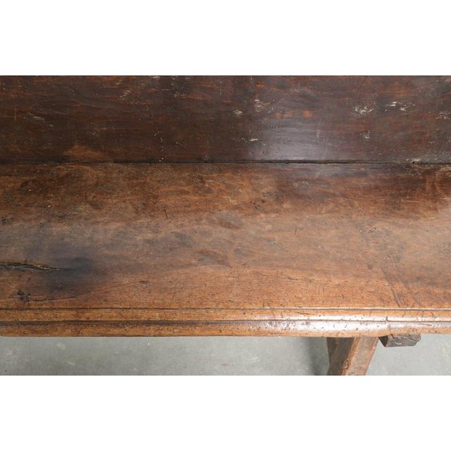 Wood Antique Farmhouse Spanish Walnut Hall Bench For Sale - Image 7 of 18