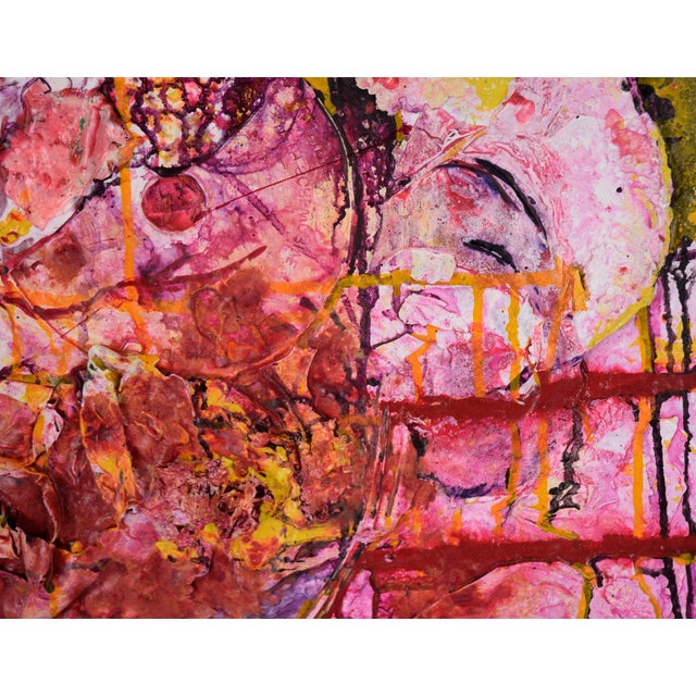 Pink A Rose Is a Rose - Abstract Expressionist Assemblage in Acrylic on Canvas by Charles David Francis For Sale - Image 8 of 10