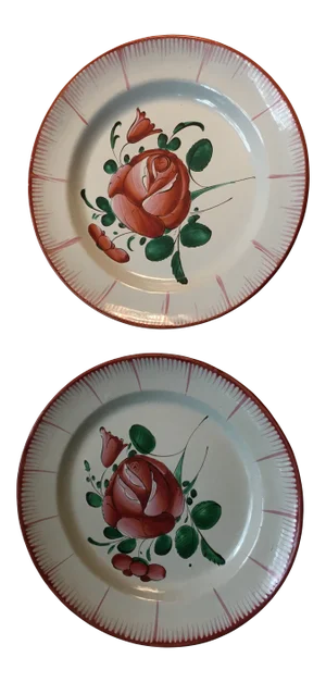 Vintage French Faience Hand-Painted Plates - a Pair