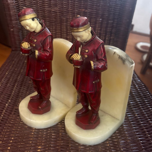 Art Deco 1930s Art Deco j.b. Hirsch Chinese Man Eating Bookends For Sale - Image 3 of 3