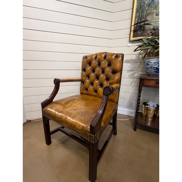 Vintage English Leather Chair For Sale - Image 9 of 11