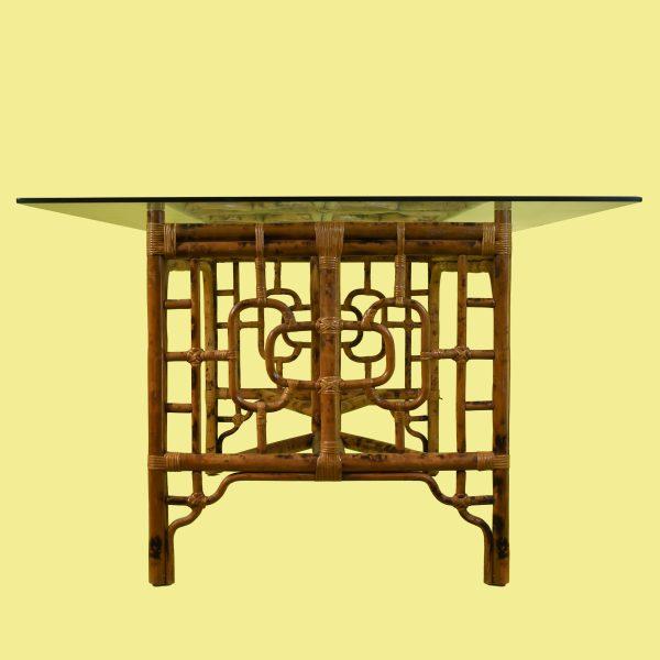 English 1970s British Colonial Burnt Bamboo Dining Set For Sale - Image 3 of 12