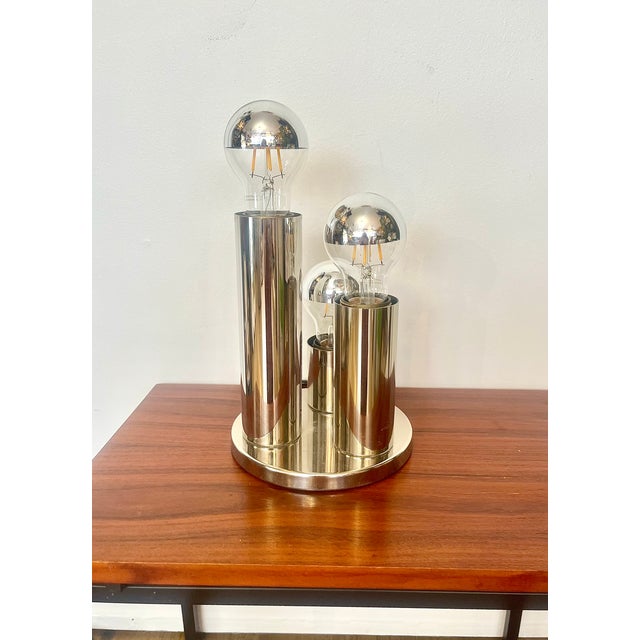 Gaetano Sciolari Chrome Space Age Table Lamp attributed to Gaetano Sciolari for Boulanger, 1970s For Sale - Image 4 of 4