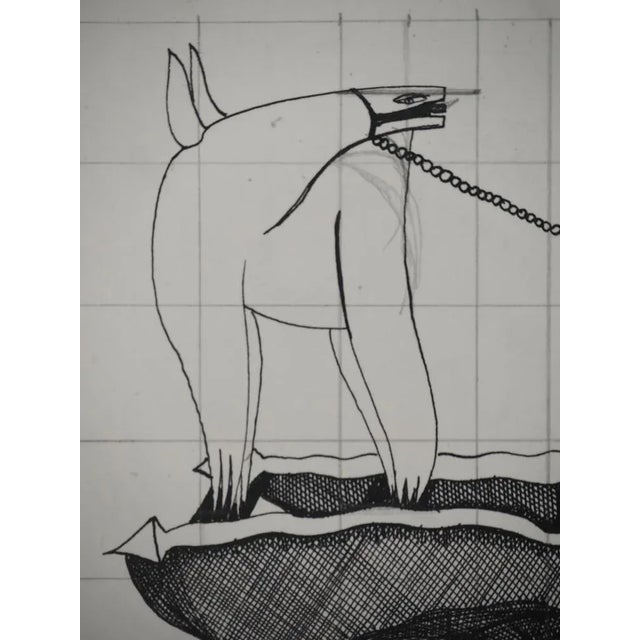 Jean-Claude Silbermann, Sneaky Signs, The Watchdog, Original Signed Drawing For Sale - Image 5 of 6