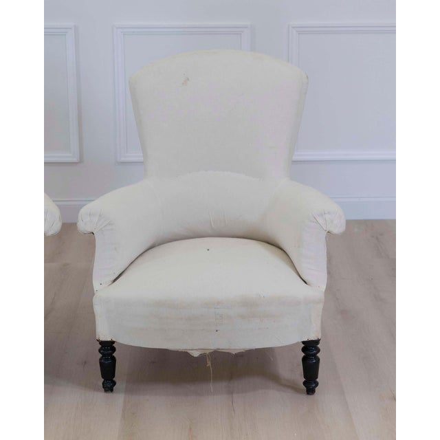 19th Century Pair of 19th Century Napoleon III High Back Armchairs, Ready to Upholster For Sale - Image 5 of 14