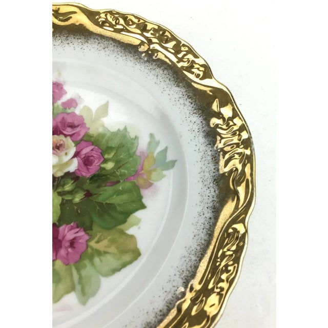 Ceramic Antique Roses Desert Plate Gold Rimmed For Sale - Image 7 of 10