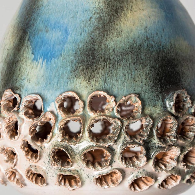 Blue Green Blue Ceramic Pendant Light, Denmark, 1970s For Sale - Image 8 of 18