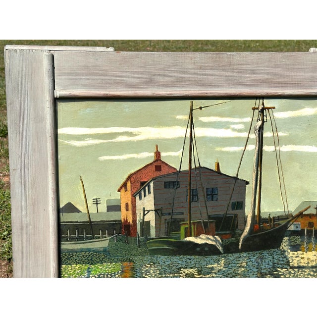 Original Framed Rockport Harbor Oil Painting for your consideration. The framed painting measures approx. 29 3/4 inches X...