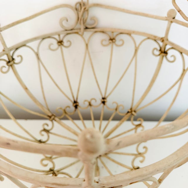 Vintage French Country Wrought Iron Hanging Planter Baskets, a Pair of Two For Sale - Image 4 of 12