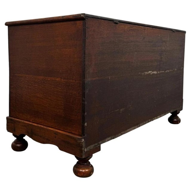 19th Century English Oak Coffer Chest with Mahogany Cross-Banding For Sale - Image 9 of 11