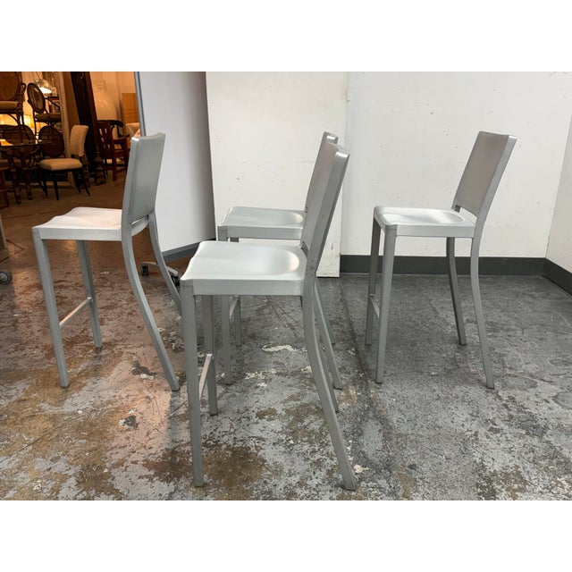Emeco Philippe Starck for Emeco Hudson Barstools, Set of Four For Sale - Image 4 of 12