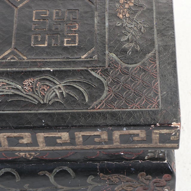 Black Mid Century Black Chinoiserie Square Coffee Table by Baker For Sale - Image 8 of 12