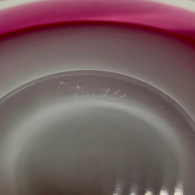 Glass 1950s Flygfors Coquille Cased Art Glass Scoop Handblown Bowl Signed For Sale - Image 7 of 7