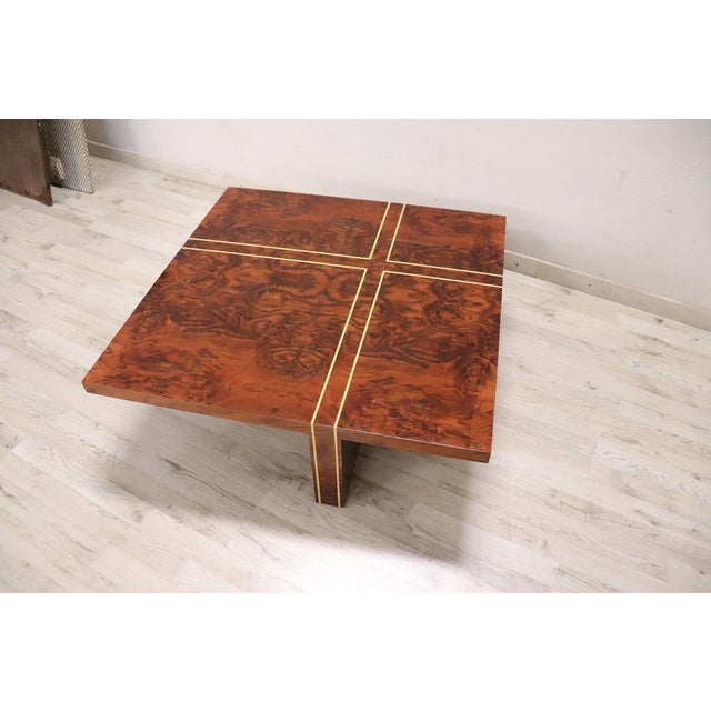 Square Coffee Table in Walnut Burl, 1970s For Sale - Image 3 of 10