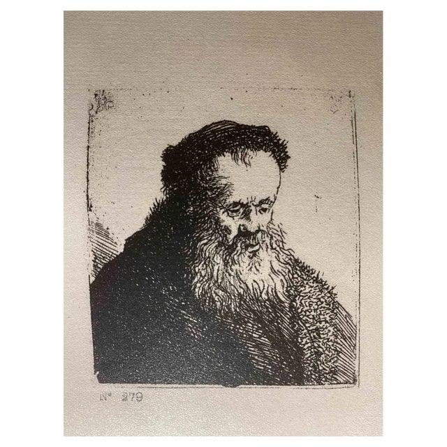 Charles Amand Durand after Rembrandt, Bust of an old man with flowing beard, Engraving, 19th Century For Sale
