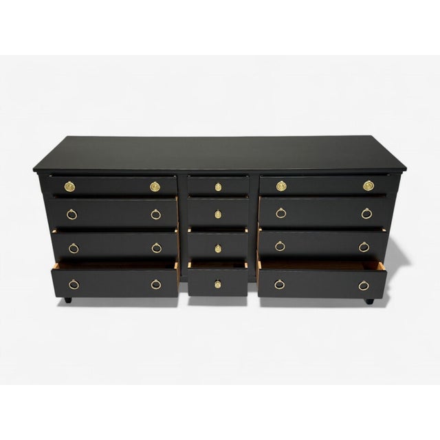 Charak, Hollywood Regency Style, Dresser, Black Painted Wood, Brass, Usa, 1962 For Sale - Image 11 of 11