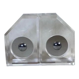 Pair of Ritts Astrolite Style Modern Abstract Sculptural Lucite Bookends, Circa 70s For Sale