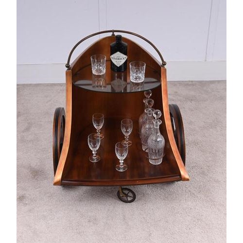 Mahogany Carved Chariot Bar Cart, 1920 For Sale - Image 3 of 13