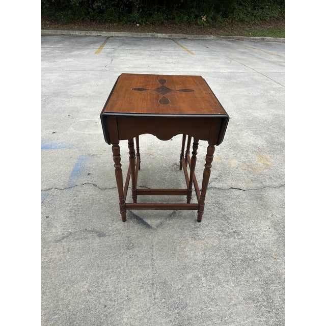 Pair of 1970s Wooden Carved Nesting Game Tables With Flip-Up Sides For Sale - Image 12 of 12