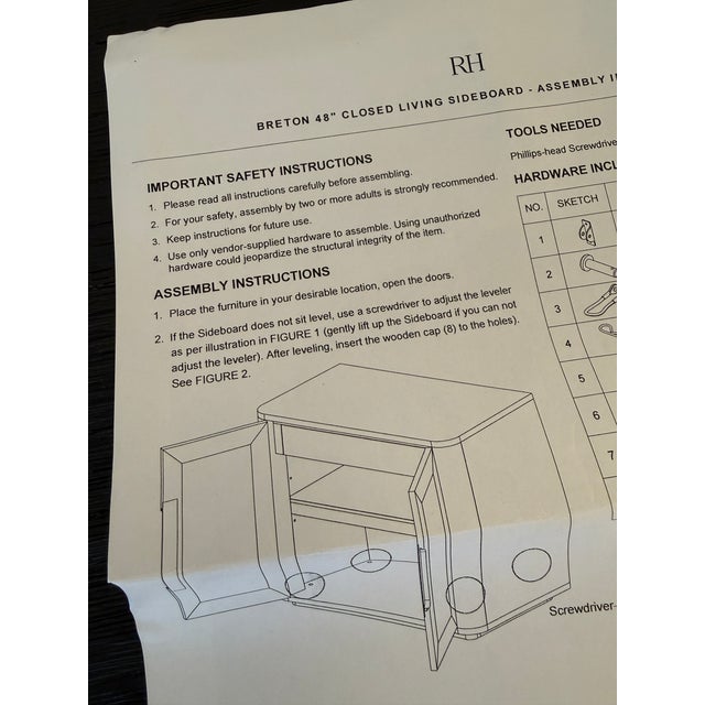 2020s Restoration Hardware Breton Double-Door Sideboard, Black Oak With Bronze For Sale - Image 5 of 12