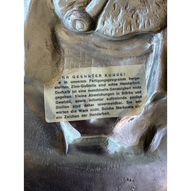 Silver Pewter Fisherman Hanging Platter – Nautical Coastal Wall Art For Sale - Image 8 of 9