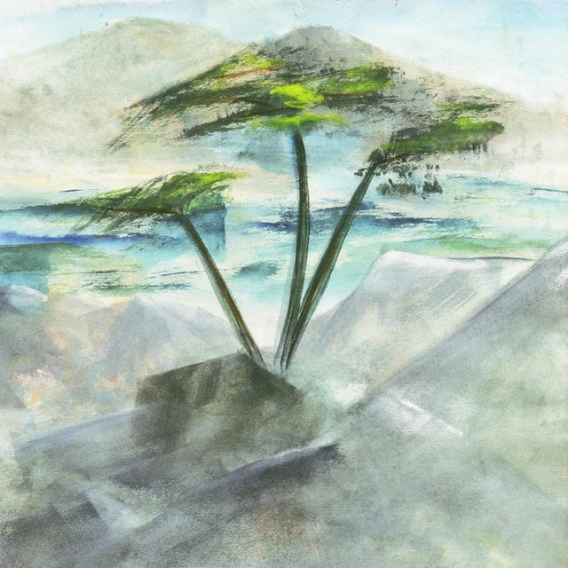 Modern 'Cypress on the Bay' by Jan Moss, California Woman Artist, Aptos For Sale - Image 3 of 8