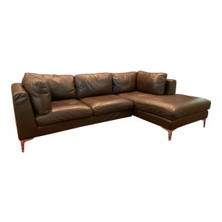 Design Within Reach Leather Sectional For Sale