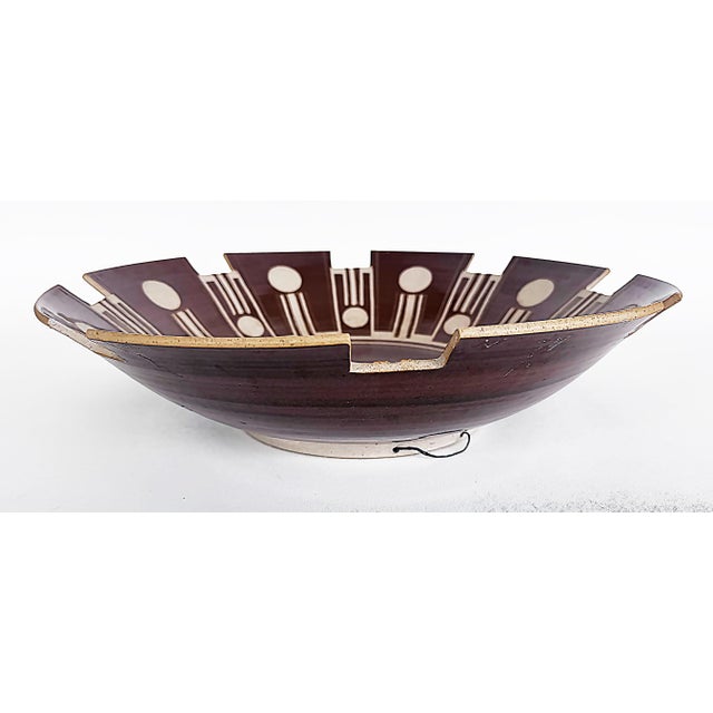 Modern Vintage Overscale Geometric Ceramic Centerpiece Bowl For Sale - Image 3 of 8