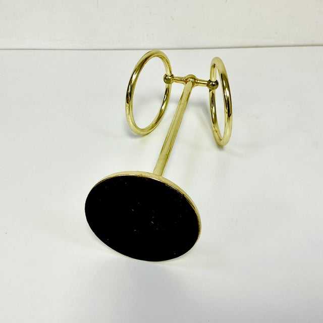 1970s Hollywood Regency Boho Chic Brass Finish Hand Towel Countertop Stand For Sale - Image 16 of 17