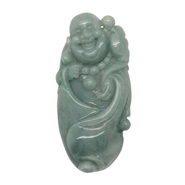 Green Jade Pendant Happy Buddha, Laughing Buddha Figure For Sale