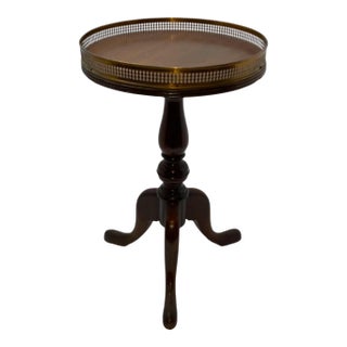 Vintage Wooden Accent Table With Brass Gallery Very Elegant by Schott Furniture. For Sale