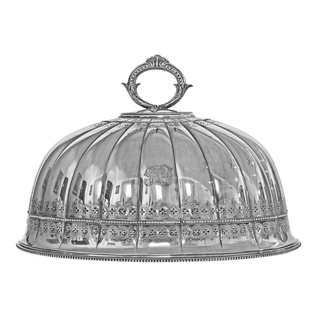 Antique Victorian English Silverplate Meat Dome Cloche – Thomas Bradbury & Sons, Sheffield, 1872 For Sale