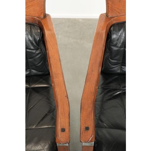 Black Vintage Art Deco Dining Chairs in Black Leather from Schuitema, Set of 2 For Sale - Image 8 of 15