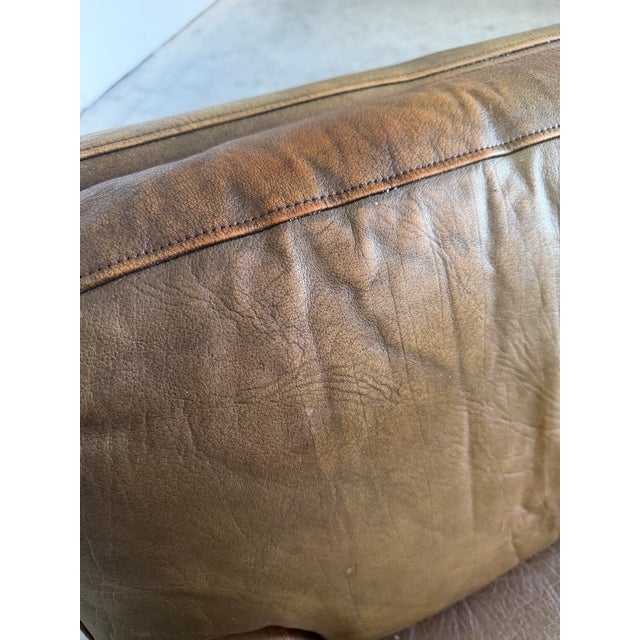 Mid Century Olive Buffalo Leather and Rosewood Loveseat After Arne Norell For Sale - Image 9 of 10