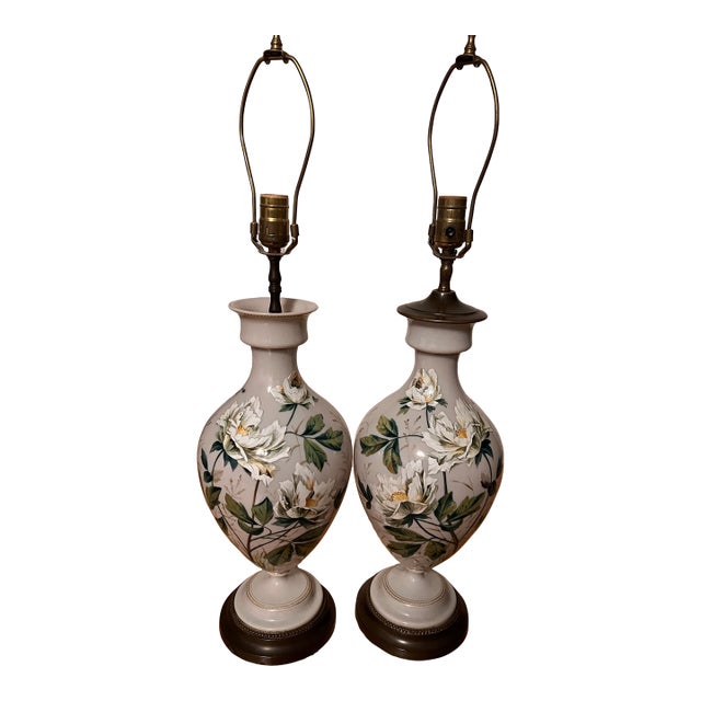 Vintage Porcelain Baluster-Form Table Lamps, Likely Dating From the 1950s to the 1970s. - a Pair For Sale