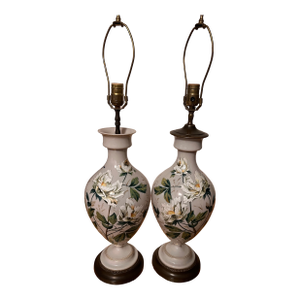 Vintage Porcelain Baluster-Form Table Lamps, Likely Dating From the 1950s to the 1970s. - a Pair