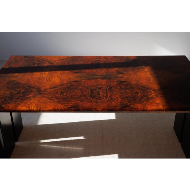 Burlwood Executive Desk, 1980s For Sale - Image 6 of 9