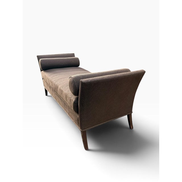 Brown Bright Chair Company Upholstered Herringbone Chaise Daybed With Bolsters For Sale - Image 8 of 15