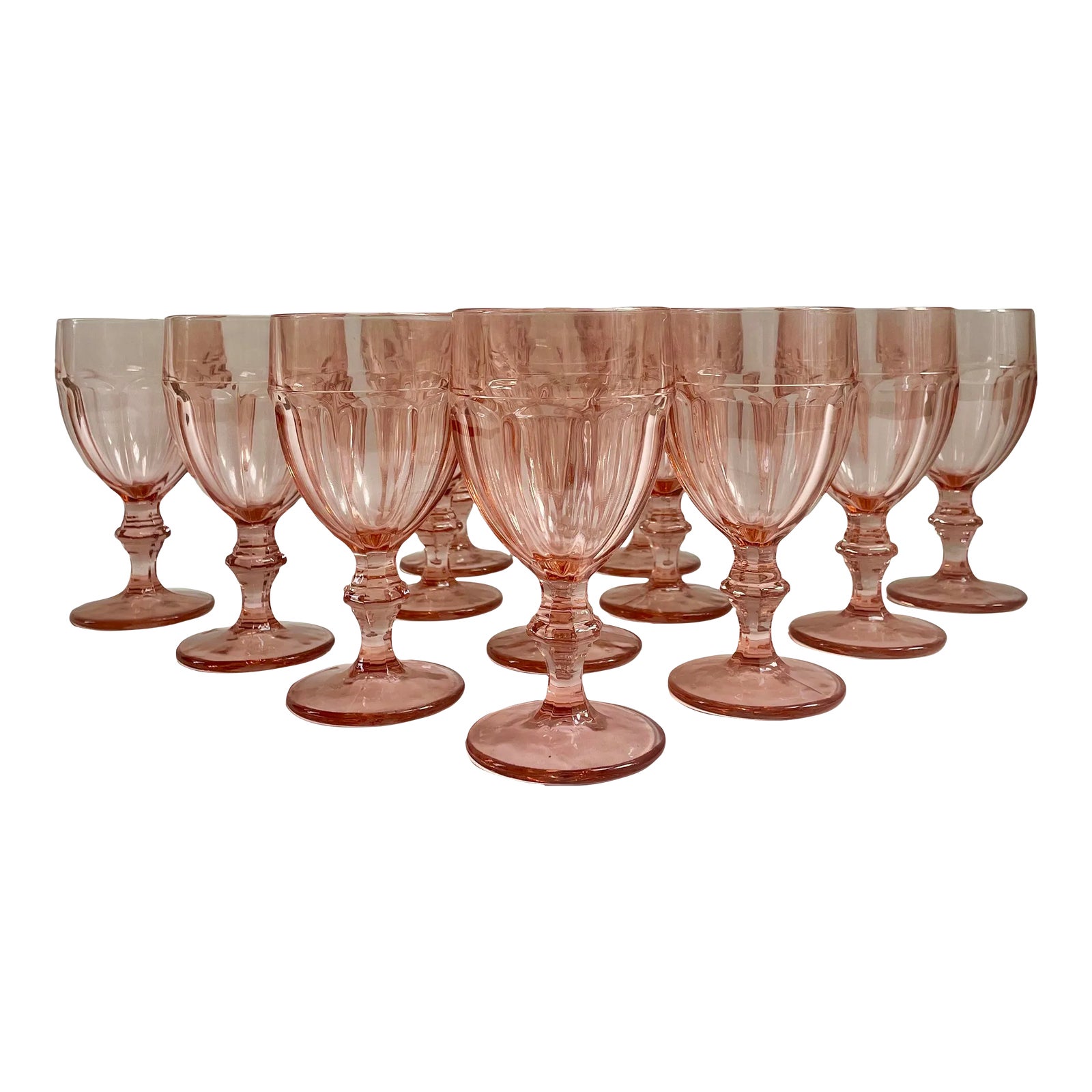 Vintage Blush Pink Stemmed Glasses or Goblets Set of 12 Chairish