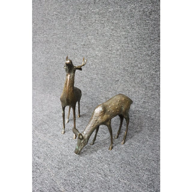 Mid-Century Modern Mid Century Bronze Deer/Pair For Sale - Image 3 of 6